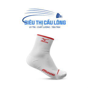 TẤT MIZUNO CỔ DÀI MÀU TRẮNG LOGO ĐỎ